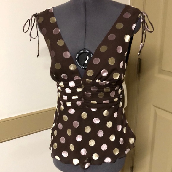 NEW Liquid silk sleeveless polkadot blouse size 4 - Picture 6 of 12